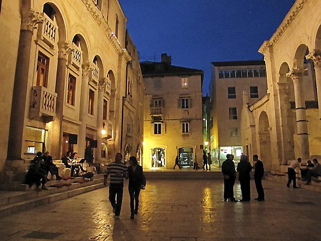 Diocletian's Palace can be quiet in winter evenings, but it's filled with bars that promise an active nightlife in the summer. (Amy Laughinghouse)