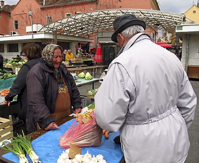 Locals come to Dulac Market in Zagreb for fresh fruit and vegetables. It's not considered polite to haggle over prices. (Amy Laughinghouse)