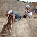 Archaeologists work at the Viminacium site