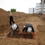 Archaeologists work at the Viminacium site